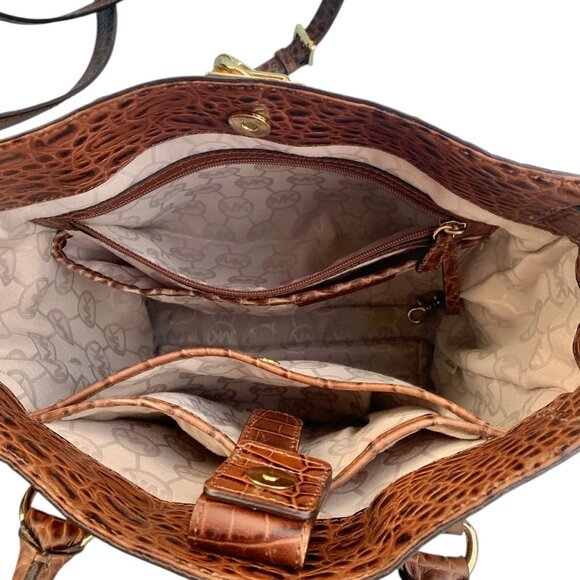 Michael Kors Hamilton Convertible Satchel/Tote Embossed Leather Womens Handbag - Picture 14 of 16